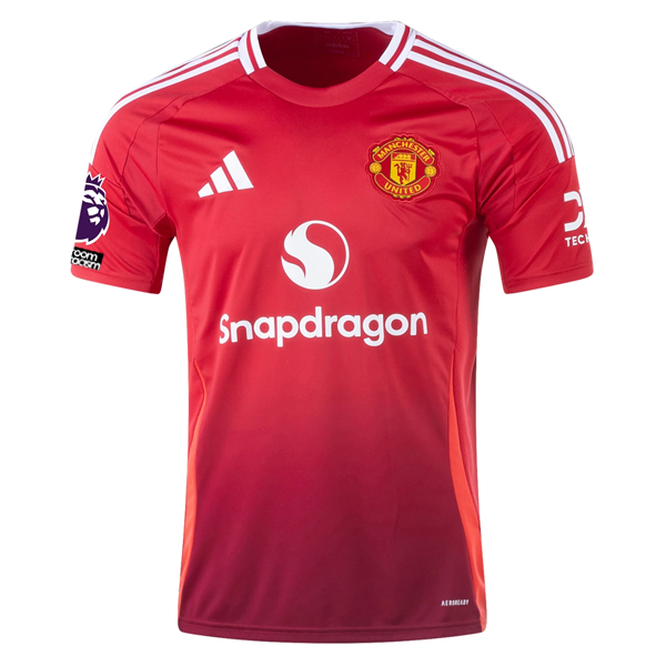 adidas Manchester United Luke Shaw Home Jersey w/ EPL + No Room For Racism 24/25 (MUFC Red)